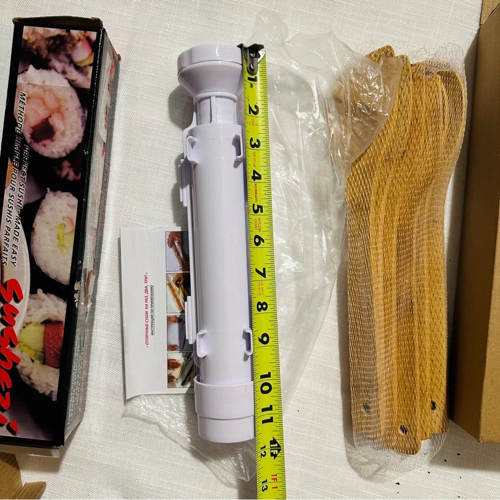 NEW Professional Sushi Mold Maker Roller & 6-Piece Wooden Spoon Utensil set